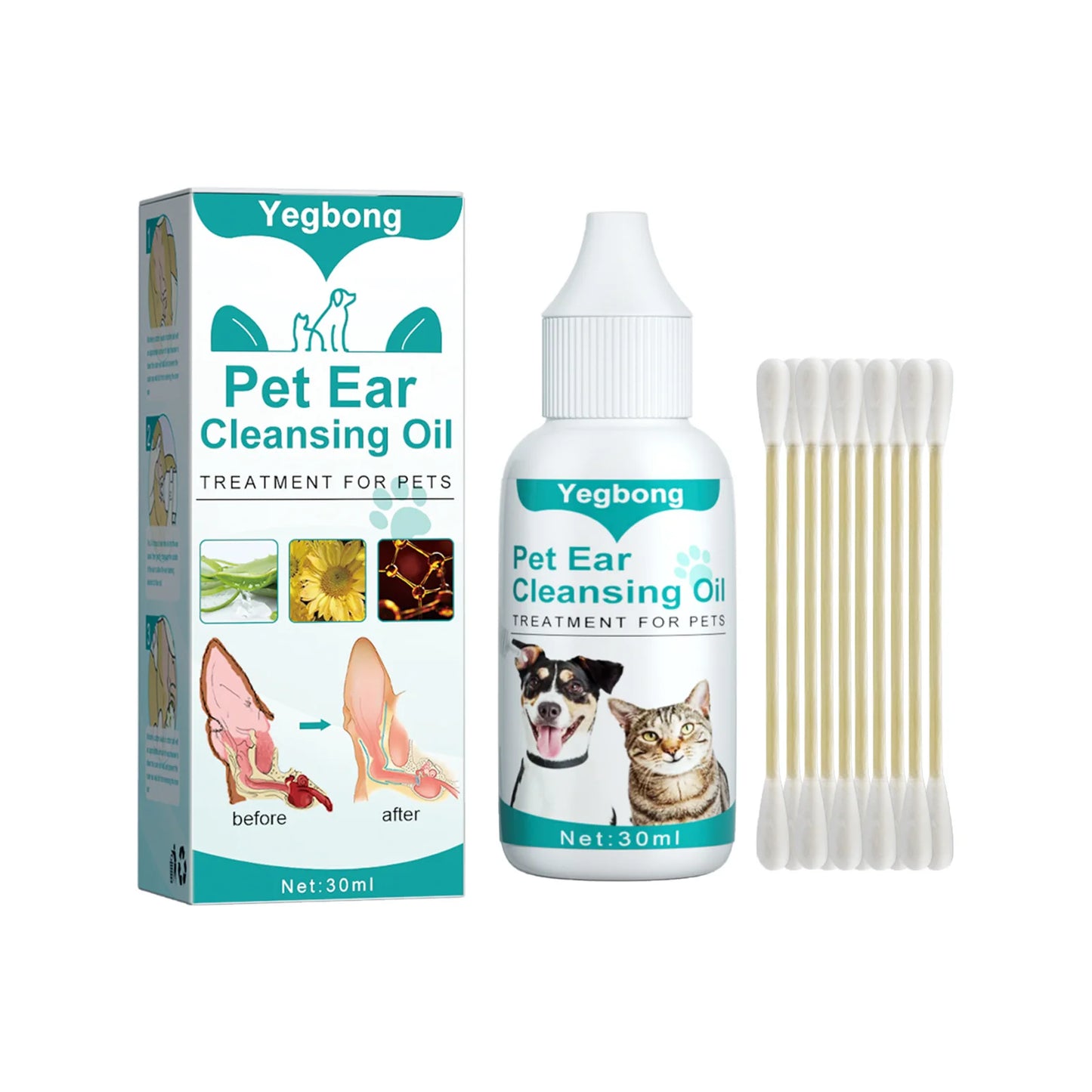 Pet Ear Cleaner Mites Control Relieve Itching Against Puppy Infection Remove Cat Ear Mite Odor Mild Wash Dog Ear Cleaning Liquid