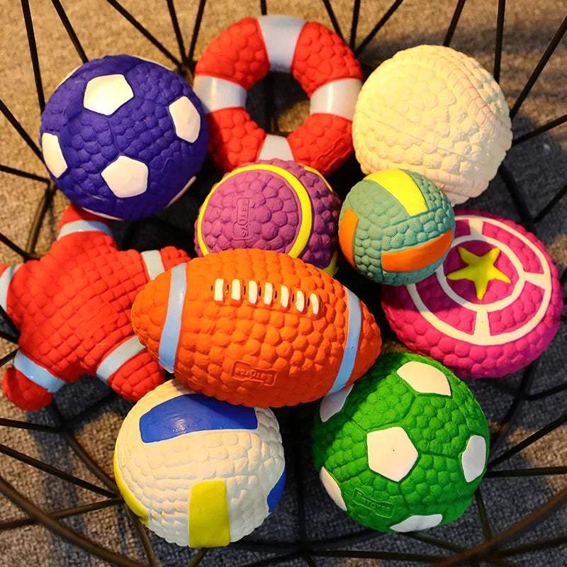 Squeaky Dog Toys Natural Latex Footballs Soft Bouncy Durable For Small Medium Large Dogs Interactive Chew Fetch Play Dog Toy