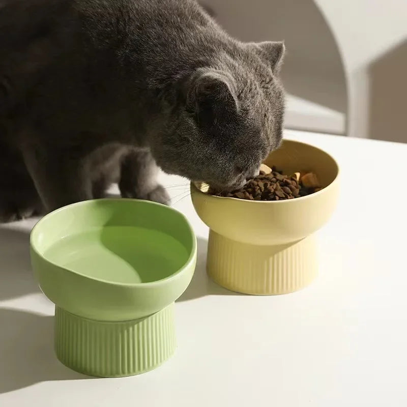 Cat Nordic Style Food Water Bowl Pet Animal Ceramic Eating Dishes High Foot Raised Puppy Cats Matte Bowls Elevated Dog Bowls