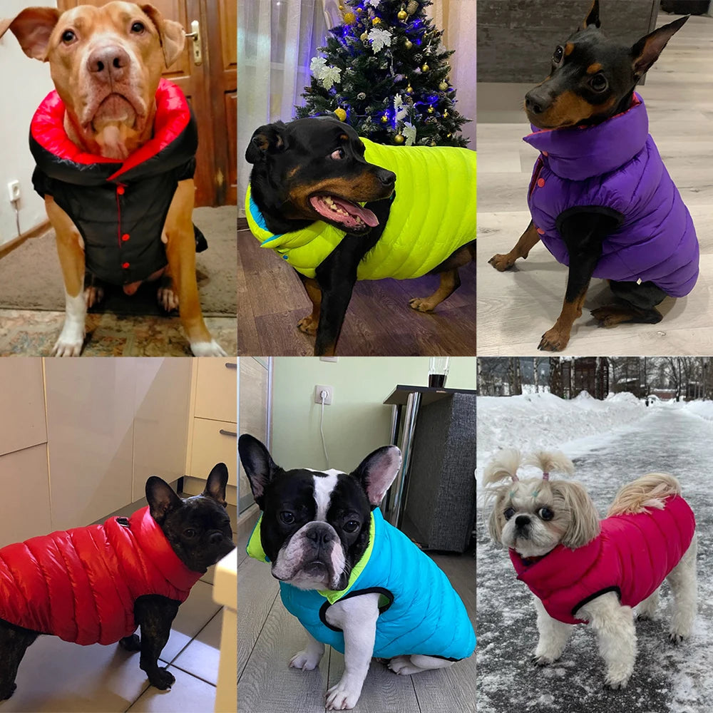 Reversible Dog Coat Clothes Winter Warm Jacket for Small Large Dogs Waterproof Thick Vest Jumpsuit Golden Retriever Waistcoat