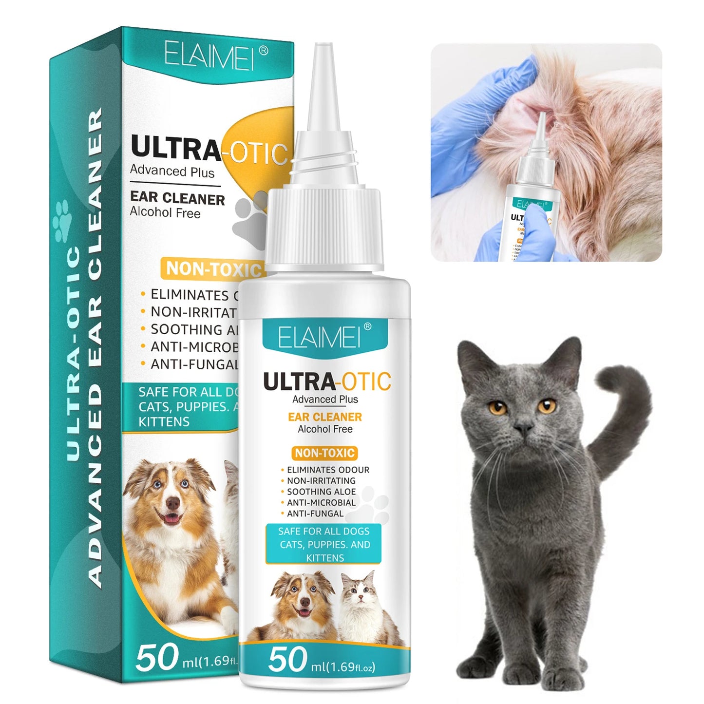 Dog Ear Cleaner Solution 50ml Dog Ear Cleaner Solution 50ml Pet Ear Drops For Infective Control Dirt Removes Gentle Dog Ear Wash