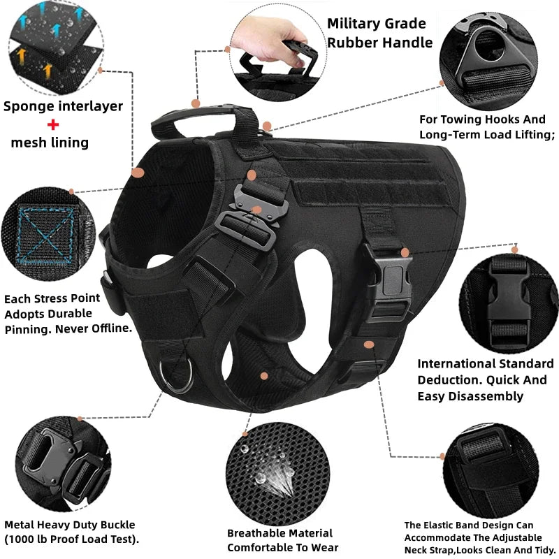 Tactical Militar Dog Harness for Large Dog Harness with Rope Reflective Dog Harness with Handle Labrador Retriever Chest Clothes