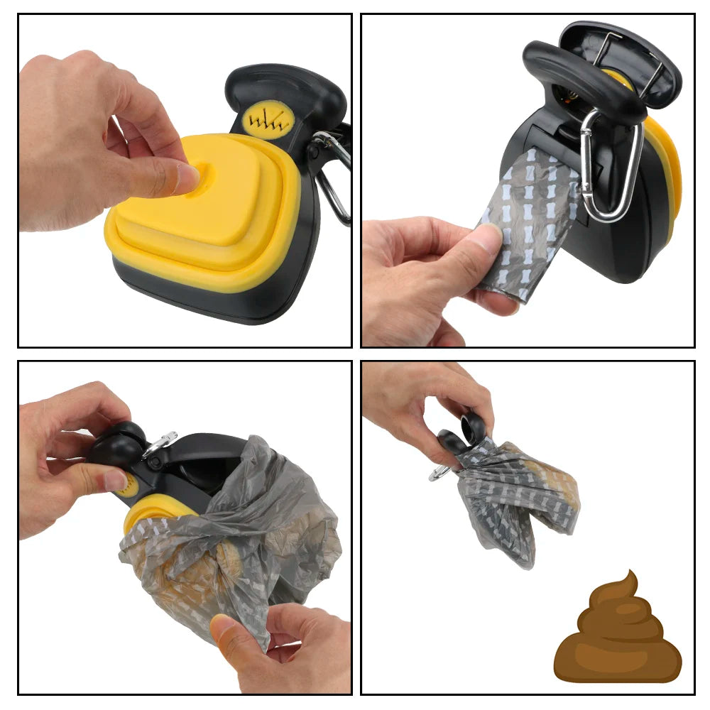 ABS Poop Scoop Dog Pet Travel Foldable Pooper Scooper Poop Trash Bag Storage Box With 1 Roll Decomposable bags Portable