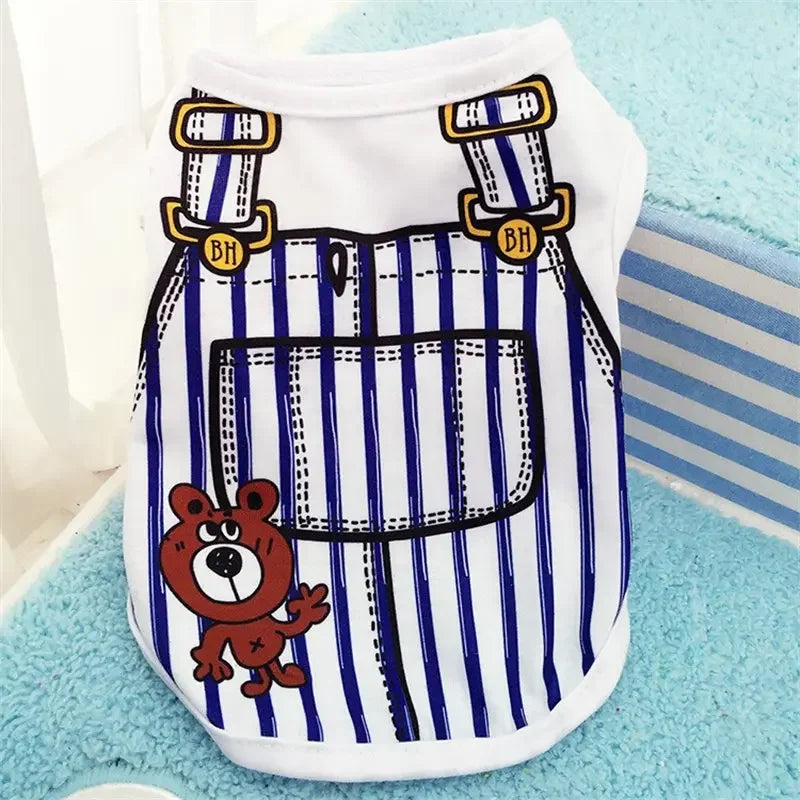 Cartoon Clothing Shirt Casual T-Shirt for Small Pet Supplies Puppy Dogs Soft Vests Summer Pet Dog Clothes