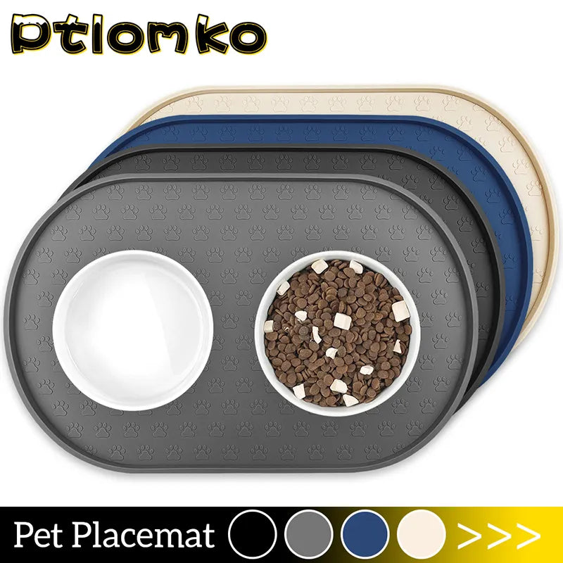 Dog Food Mat Pet Placemat Cat Bowl Pad Cats Drinking Feed Mats Easy to Clean Non-Slip Silicone Round Pet Feeding Water Supplies