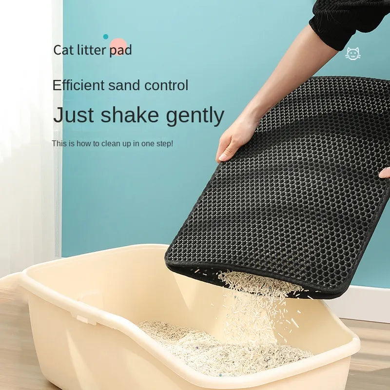 Cat Litter Mat Double Layer Waterproof Urine Proof Trapping Mat Easy to Clean Non-Slip Toilet Pad Cat Scratch Pad Large Foot Pad