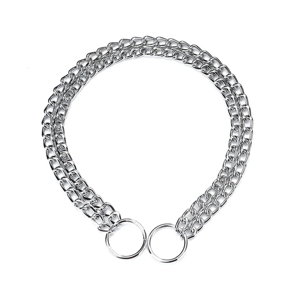 Chain Dog Training Choke Collar Adjustable Double Row Stainless Steel Chain Slip Collar Strong & Durable Dog Slip P Chain Collar