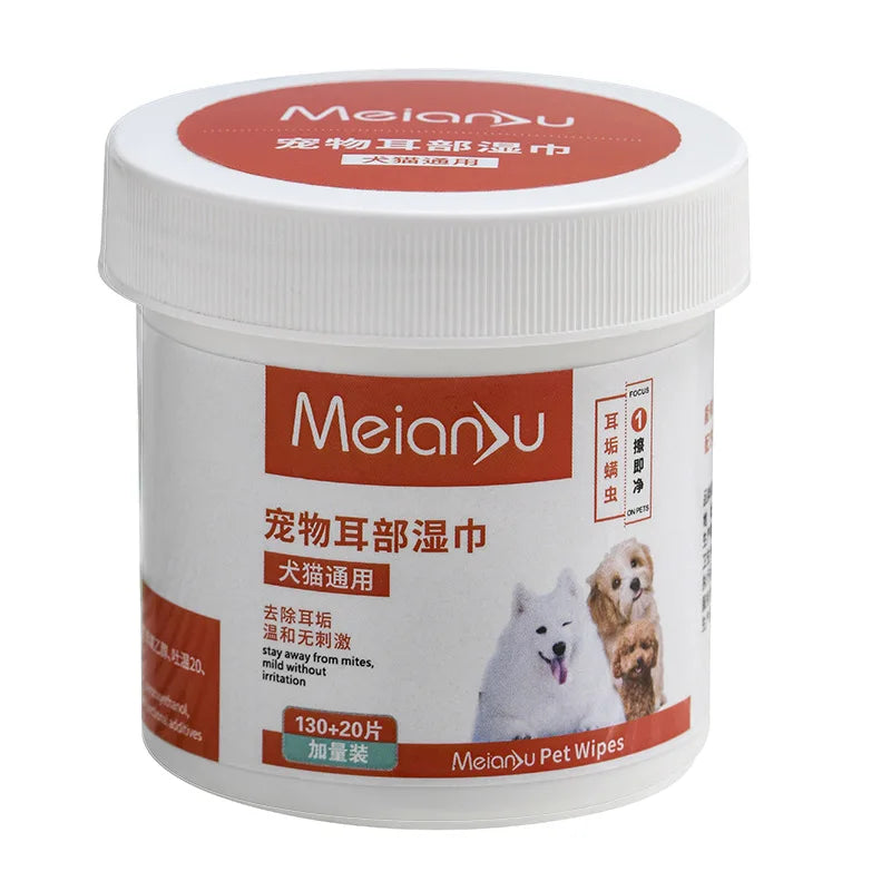 2 Bottles Pet Wipes For Cats Dogs Cleaning The Eyes And Ears Removing Dirt General Pet Supplies For Puppy Pet Cat 150pcs/bottles