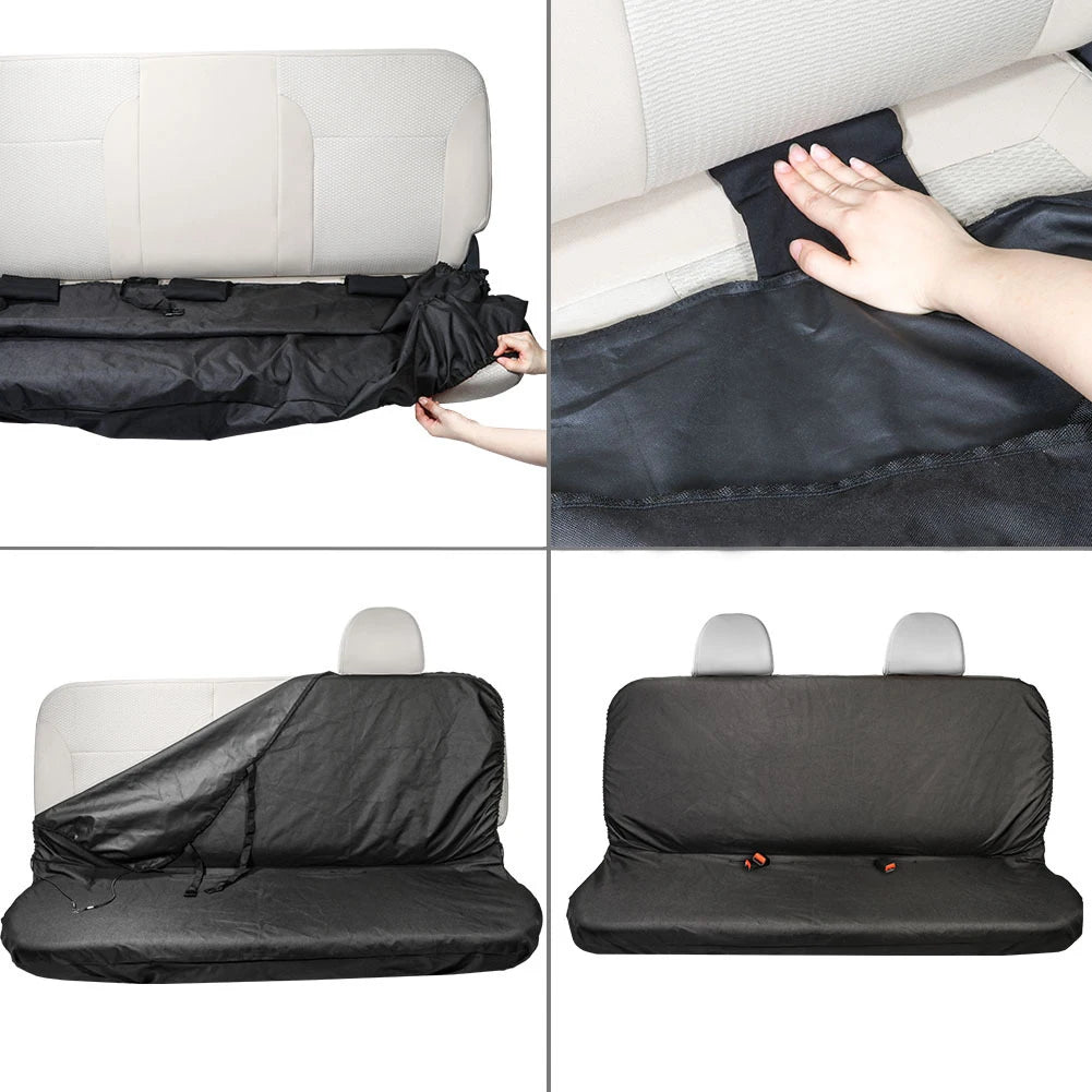 Heavy Duty Waterproof Car Rear Back Seat Cover Black Pet Dog Protector Universal