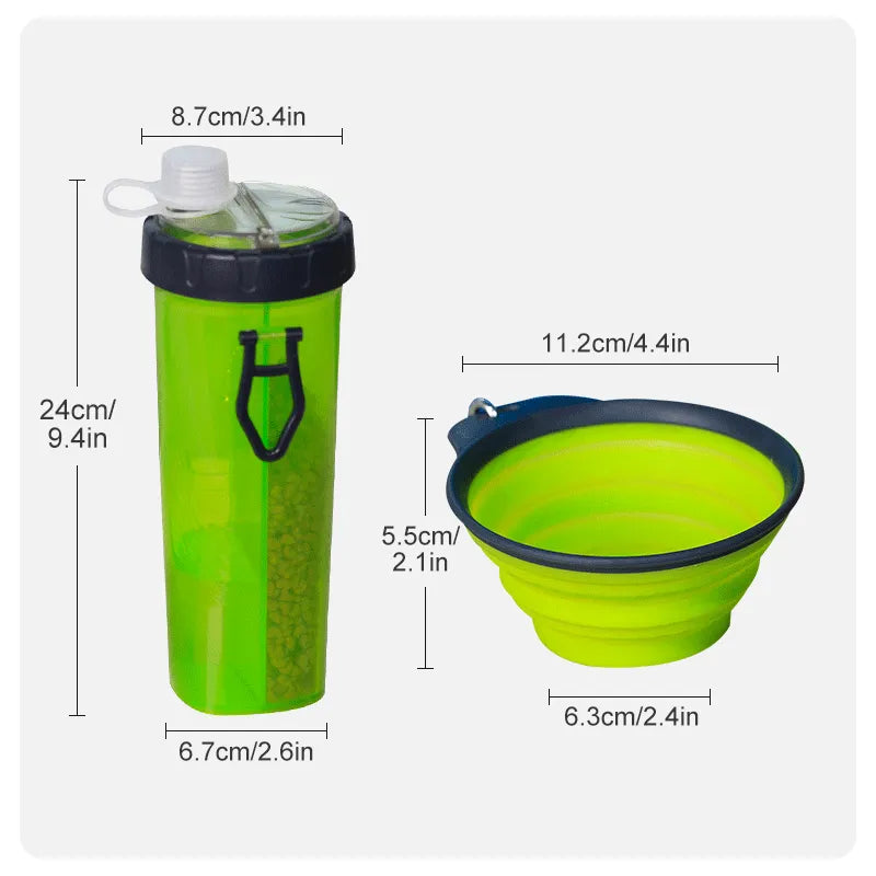 Portable Pet Cup Foldable 2in1 Pet Outdoor Water Food Bowl Pet Water Food Feeder Portable Travel Water Bottle