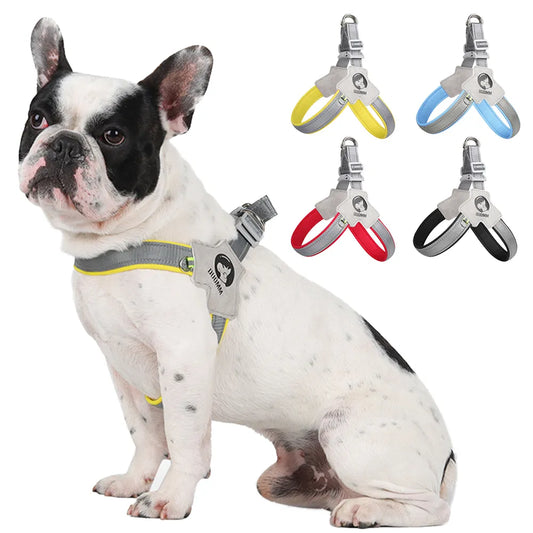 Reflective Pet Dog Harness Saddle Style Breathable Dog Chest Strap for French Bulldog Collar Small Medium Dogs Puppy Harnesses