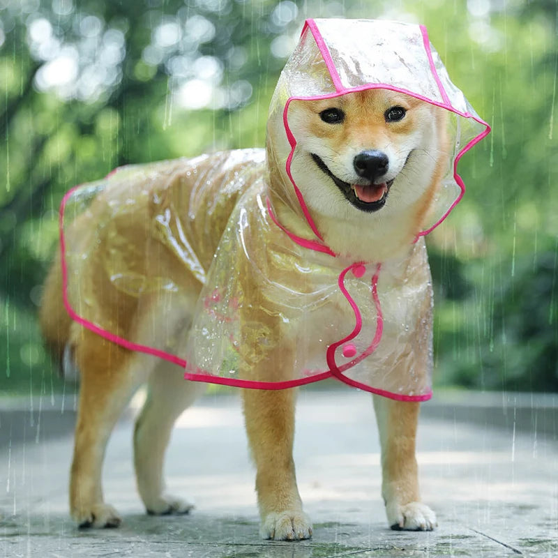 Pet Dog Puppy Transparent Rainwear Raincoat Pet Hooded Waterproof Jacket Clothes Soft PVC Small Dogs Raincoat Puppy Rain Poncho