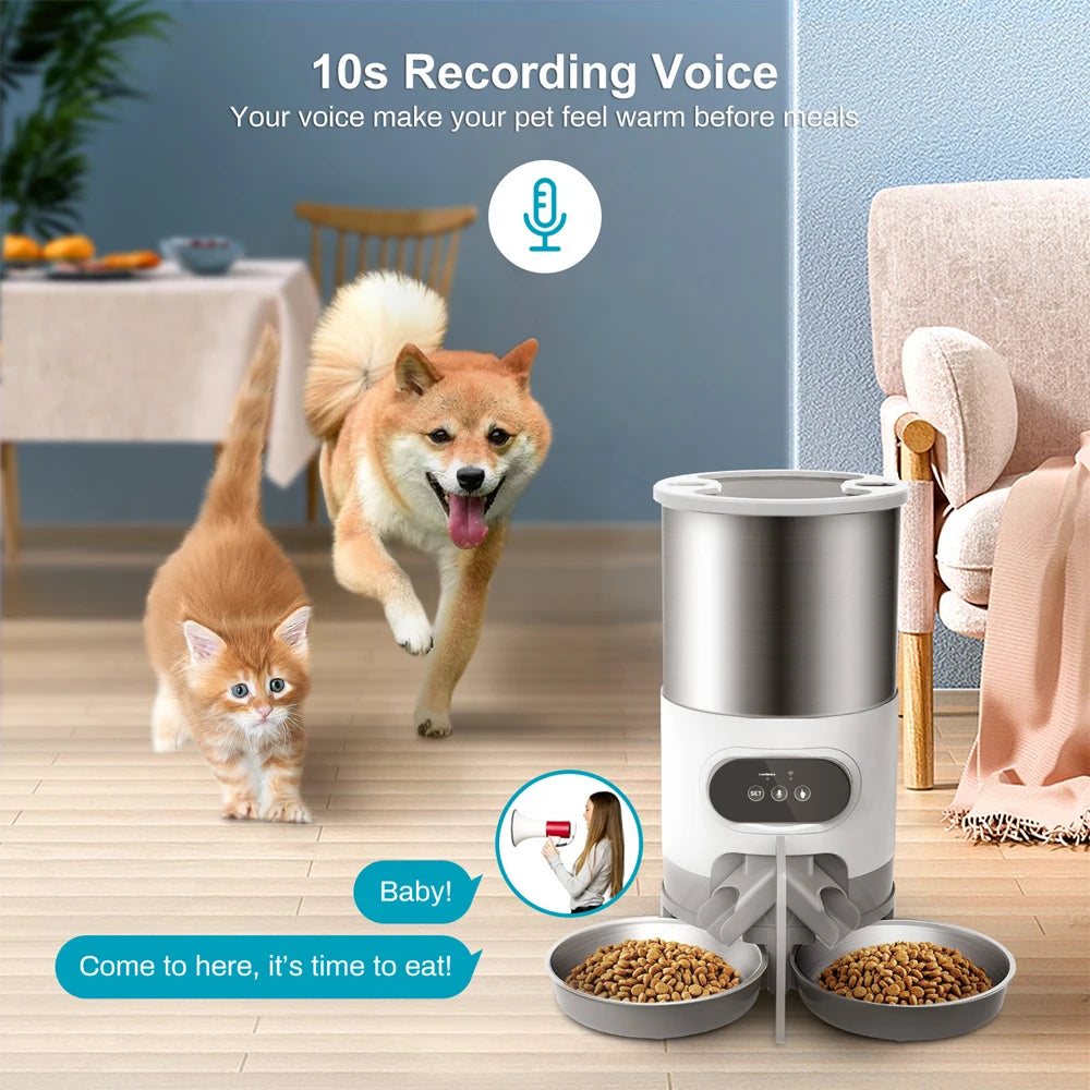 3L 4.5L Double Meal Dog Automatic Feeder Cats Smart Feeding Tuya WIFI Food Dispenser Bowl Auto Recording Timming Pet Feeder