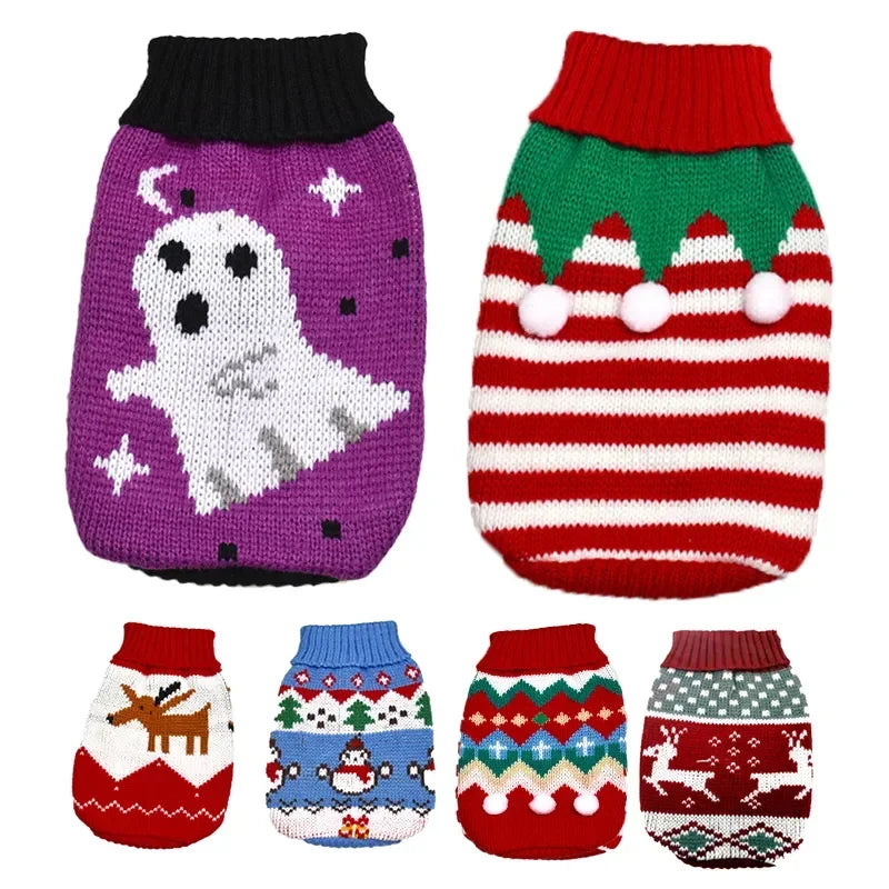 Winter Dog Clothes Christmas Holiday Sweater Chihuahua Teddy Outfit coat for Small Medium Large Dog and Cat Autumn Warm