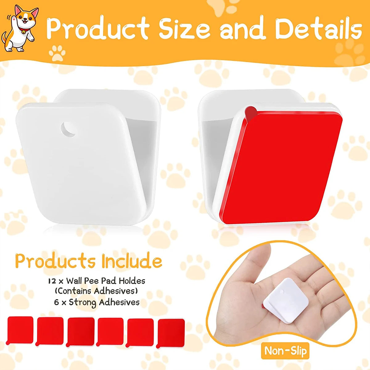 12Pcs Wall Pee Pad Holder Dog Potty Training Pad Holder Sticky Pee Pad Wall Clip for Hanging Pee Pad Dog Training Pad