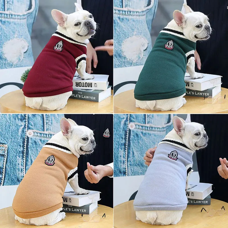 College Style Pet Dog Sweater Winter Warm Dog Clothes for Small Medium Dogs Puppy Cat Vest Chihuahua French Bulldog Yorkie Coat