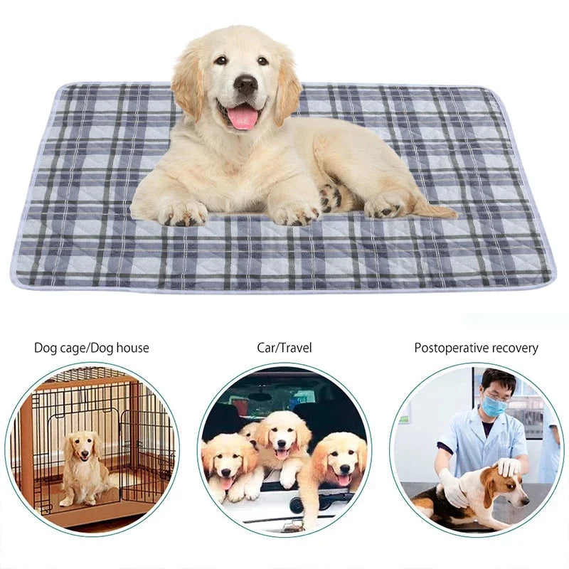 Dog Pee Pad Washable Absorbent Reusable Plaid Style Pet Training Mat Home Outdoor Seat Cover Dog Toilet Mat лежанка для собак