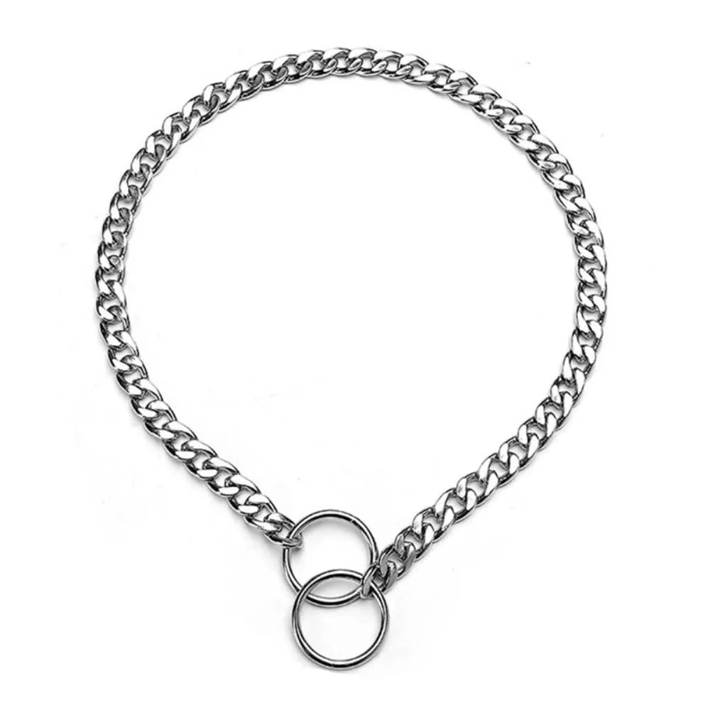 Stainless Steel Ship Chain Collar For Dog Adjustable Pet Accessories Flat Dog Pinch Collar For French Bulldog Pitbull Pet Collar