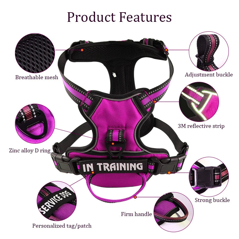 Nylon Dog Harness Vest Reflective Dog Harness Personalized Breathable Adjustable Pet Harness Leash For Small Medium Large Dogs