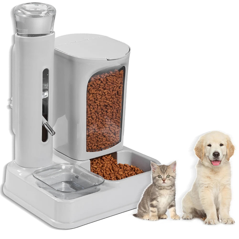 2 in 1 Dog Food Feeder & Water Dispenser Cat Food Container Pet Water Drink Feeder 3.5L Food and 680ML Liquid Cat Bowl Feeding