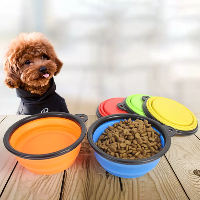 350/1000ml Large Collapsible Dog Pet Folding Silicone Bowl Outdoor Travel Portable Puppy Food Container Feeder Dish Bowl