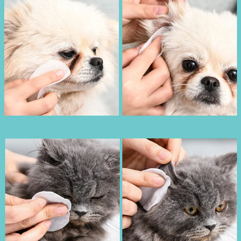 Pet Remove Dirt From Eyes and Ears Wipes Dog Cat Earwax Clean Ears Odor Remover Pets Wet Tissue Cleaning Tools Supplies