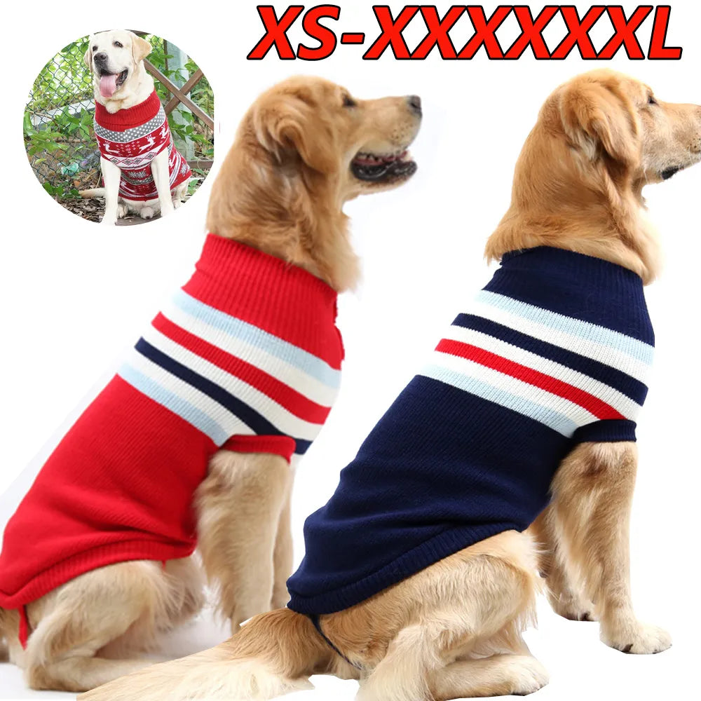 Big Dog Sweater Winter Warm Christmas Clothes for Small Medium Large Dogs Golden Retriever Rottweiler Corgi Cat Pullover Jumper