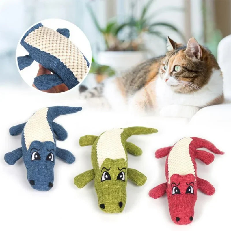 Pet Chew Toys Interactive Cartoon Animal Plush Alligator Shape Dog Sound Toy Gnawing Grinding Teeth Training Supplies