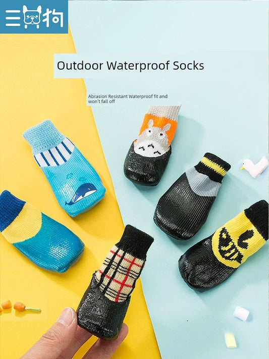 Puppy Dog Socks Teddy Waterproof Small Size Dogs Shoes Cat Anti-Scratch Booties Anti-Dirty Pet Non-Drop Knee Pad Leg Protector