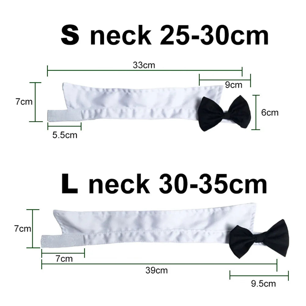 Adjustable Dog Cat Bowtie Formal Pet Bow Tie Collar Wedding Neck Tie fSPECIFICATIONSBrand Name: NoEnName_NullItem Type: Tie &amp; Bow TieOrigin: Mainland ChinaCN: ZhejiangMaterial: 100% CottonSet Type: noType: catsS size: neck 25-30cmLShopDoggieworksShopDoggieworksAdjustable Dog Cat Bowtie Formal Pet Bow Tie Collar Wedding Neck Tie