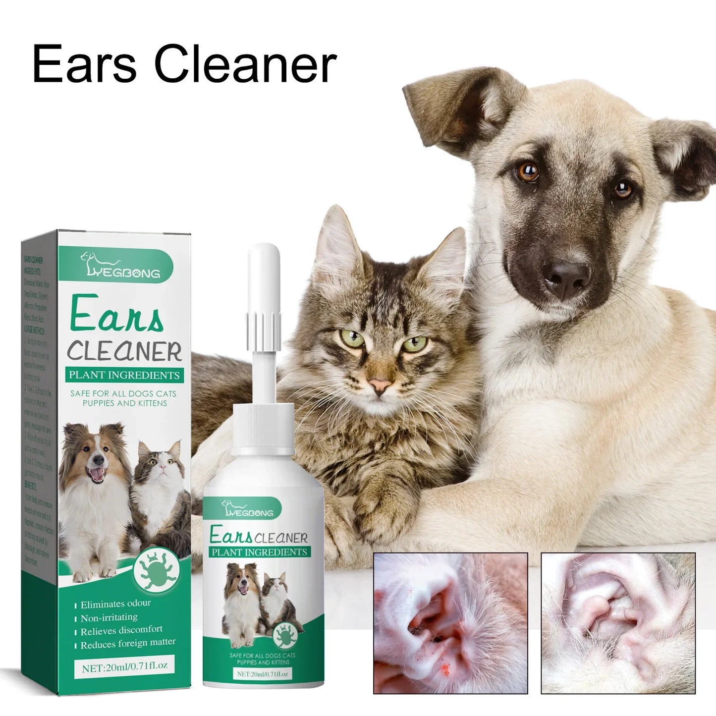 Pet Ear Drops Cat Dog Ear Cleaner Mites Removal Earwax Clean Infection Control Deodorizing Relieve Itching Dog Ear Wash Solution