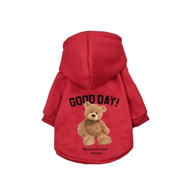 Winter Fleece Warm Pet Dog Clothes Cute Cartoon Bear Dog Hoodie For Small Dogs Pullovers Puppy Costumes Chihuahua Hug Ropa Perro