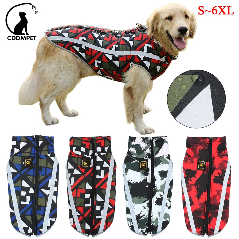 Dog Jacket Large Breed Dog Coat Waterproof Reflective Warm Winter Clothes for Big Dogs Labrador Overalls Chihuahua Pug Clothing