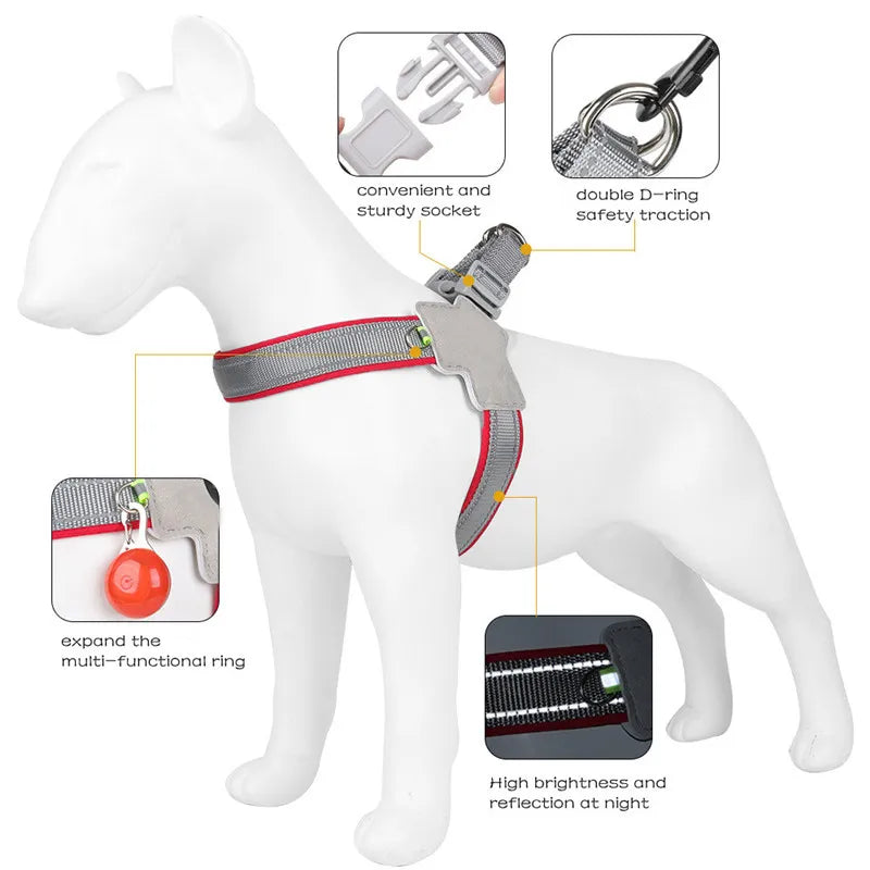 Reflective Pet Dog Harness Saddle Style Breathable Dog Chest Strap for Small Medium Dogs Puppy Harnesses French Bulldog Collar