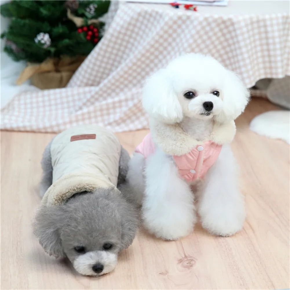 Warm Dog Cat Clothes Winter Fur Collar Small Dogs Puppy Coat Thick Cotton Pet Jacket Outfits Clothes for Small Dog Pug Chihuahua