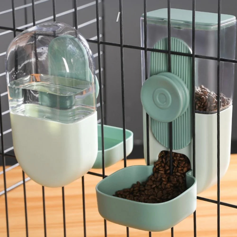 Pet Dogs Cage Hanging Feeder 29/27oz Automatic Water Fountain Food Container Dispenser for Puppy Cats Rabbit Pet Feeding Product