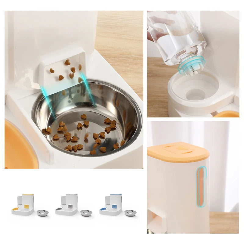 Automatic Dog Feeder Water Dispenser Drinker For Dogs Cats Stainless Steel Feeding Bowl Drinking Bottle Bowls Pet Supplies