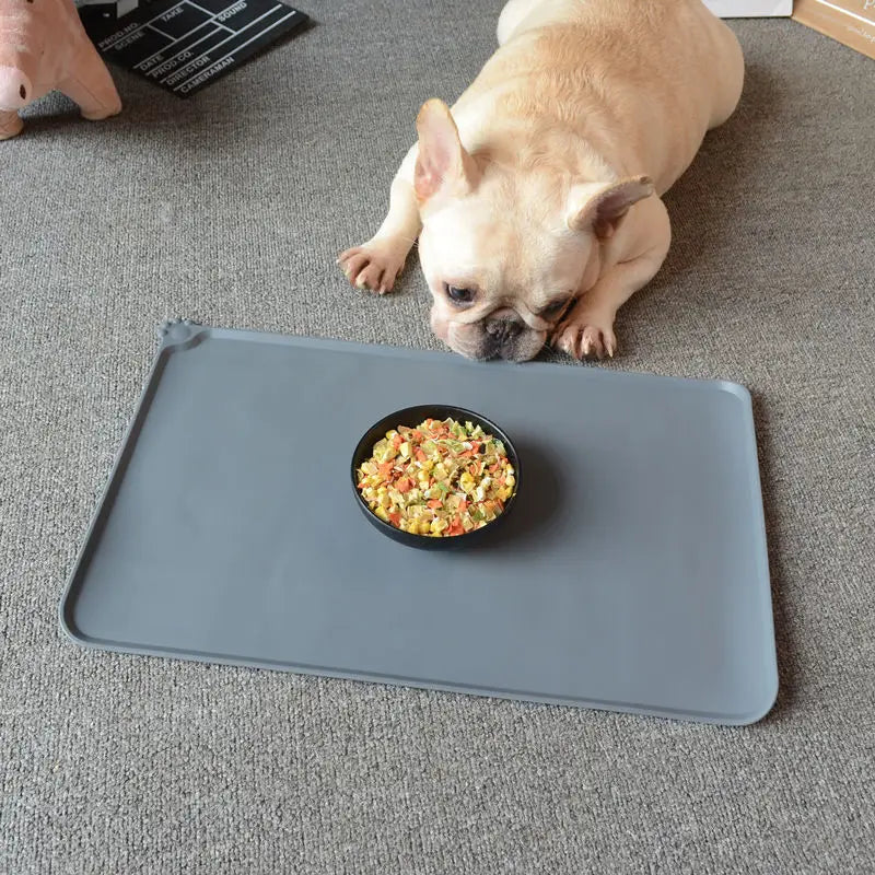 Waterproof Pet Mat Dog Cat Solid Color Silicone Pet Food Pad Pet Bowl Drinking Mat Dog Feeding Placemat Easy Washing