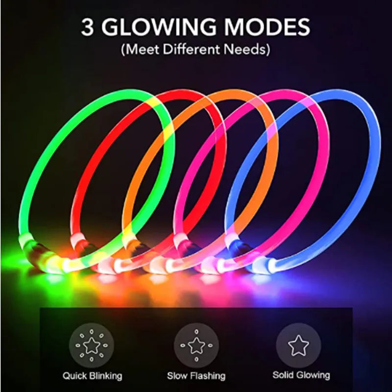 Led Light Dog Collar Detachable Glowing Usb Charging Luminous Leash For Pet Dogs Products Usb Charge Luminous Pet Accessories