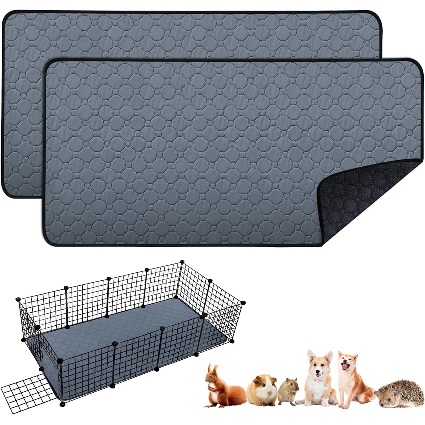 Pet Dog Guinea Pig Cage Liners  Washable Guinea Pig Pee Pads Waterproof Reusable & Anti Slip Guinea Pig Bedding Fast and Super