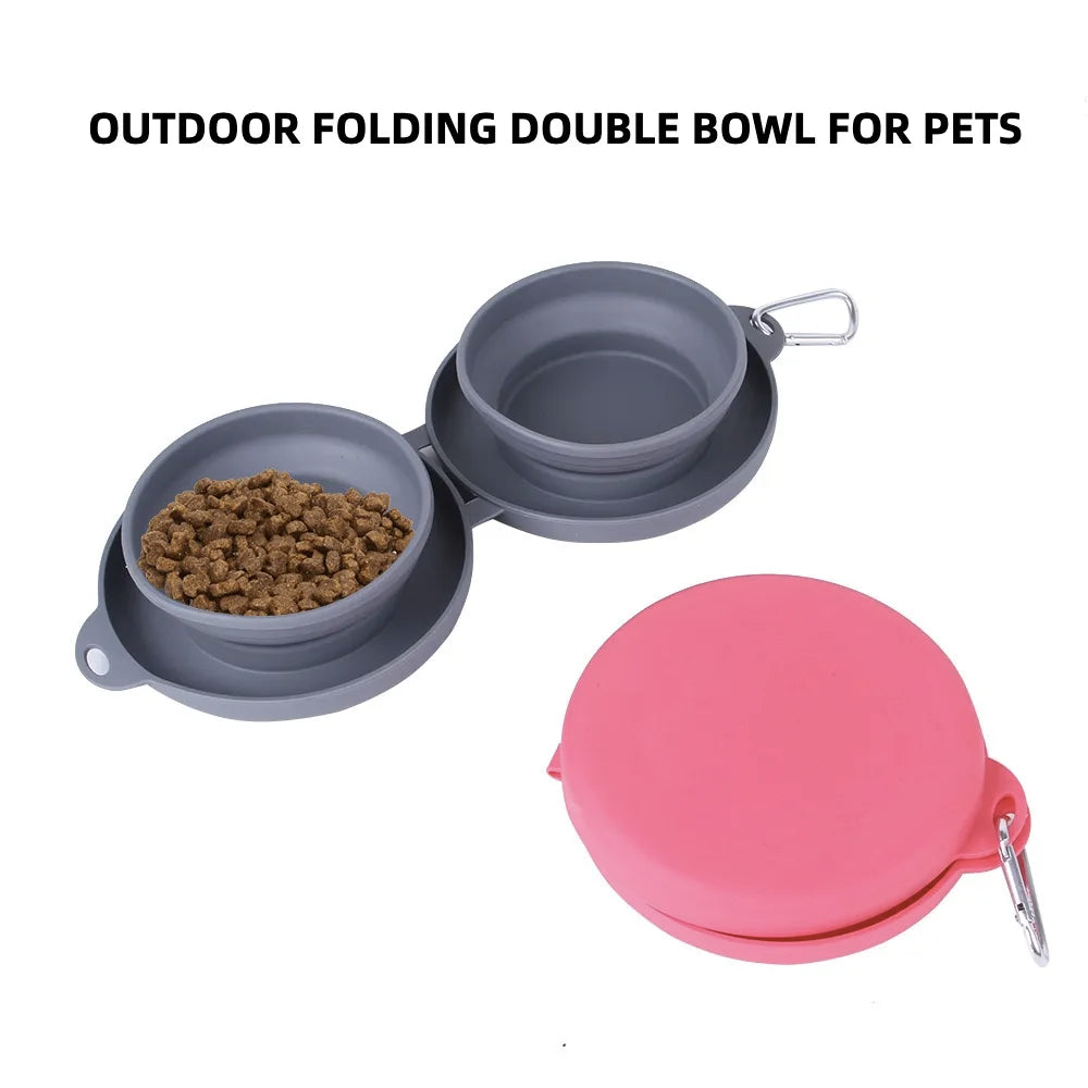 portable pet bowl double-fold silicone pet product thickened dog bow