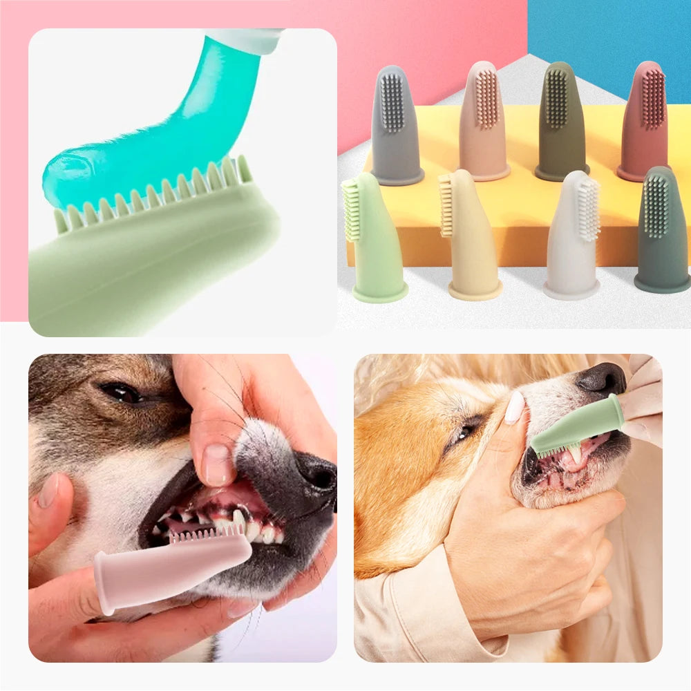 Dog Super Soft Pet Finger Toothbrush Teeth Cleaning Bad Breath Care Nontoxic Silicone Tooth Brush Tool Dog Cat Cleaning Supplies