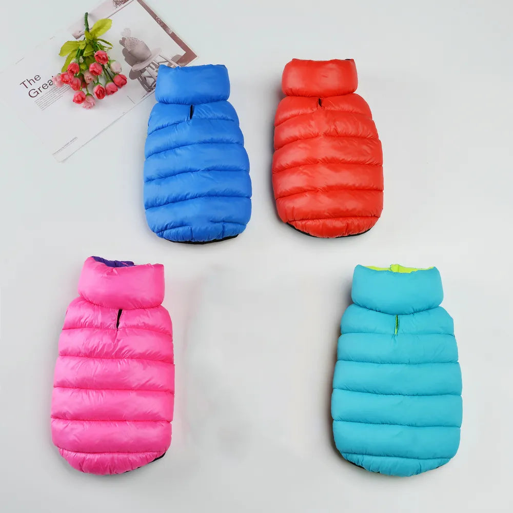 Winter Dog Clothes Reversible Waterproof Pet Vest Jacket Light Weight Warm Dog Coat Clothing Clothes For Small Medium Large Dogs