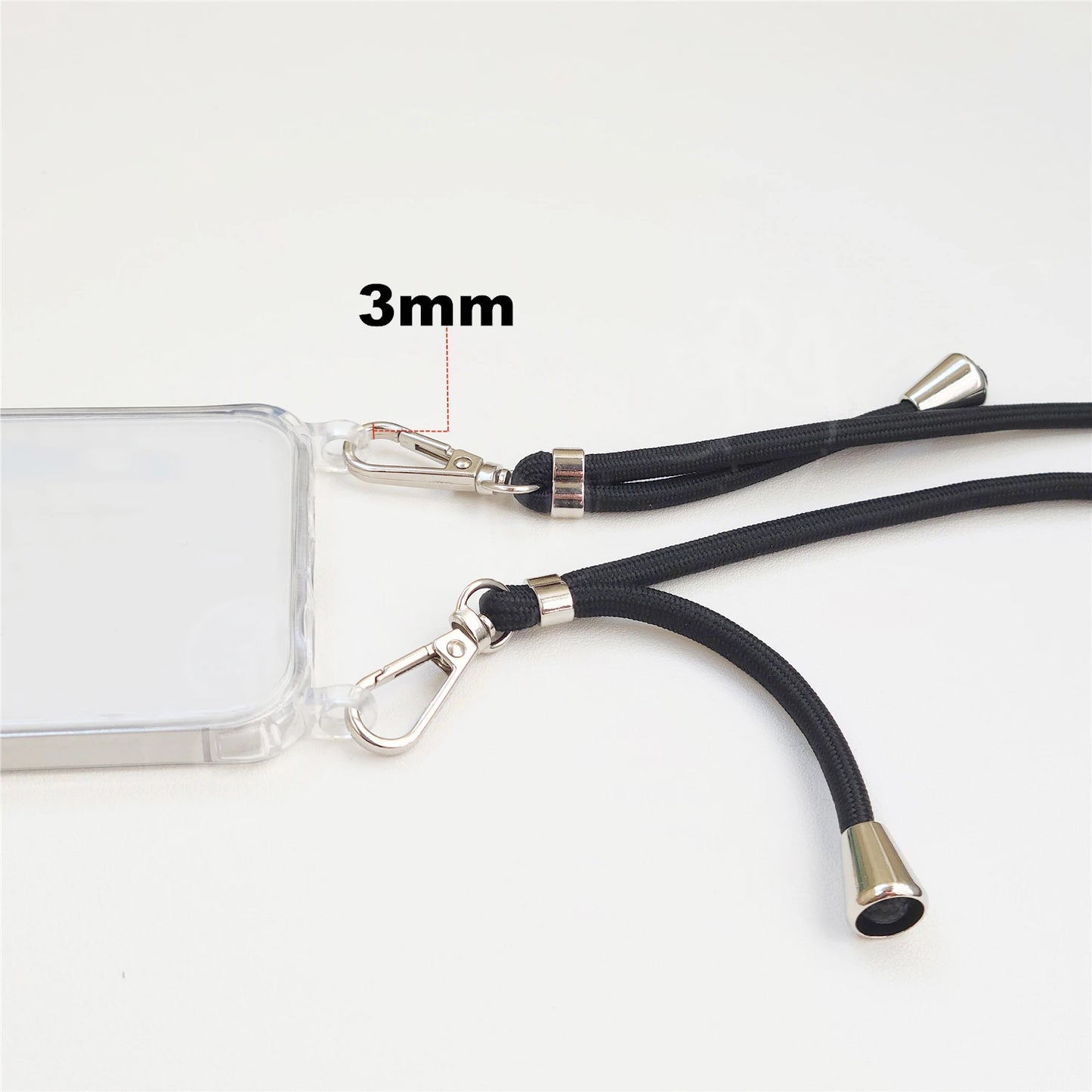 Dual Hook Crossbody Cord Lanyard For Mobile Phone Universal Adjustable Strap Bold 6mm Long Shoelace Clip Neck Hang Tether Rope