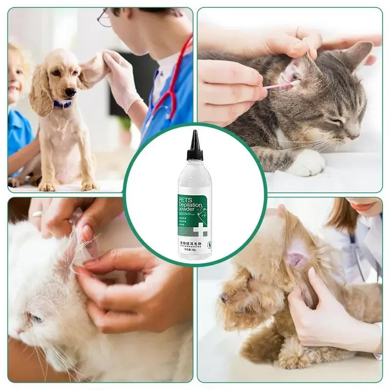 28g Cleaning Powder Pet Cats Dogs Ear Rinse Cleaner Pet Ear Hair Painless Removing Powder Pet Ear Health Care Cleaning Supplies