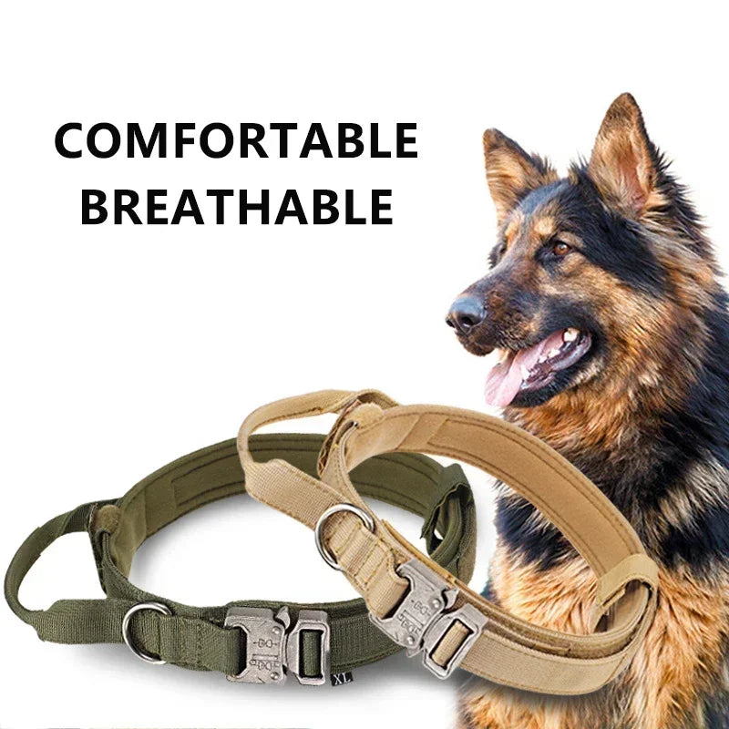 Durable Tactical Dog Collar Leash Set Adjustable Military Pet Collar Leash Medium Large Dog German Shepherd Training Accessories