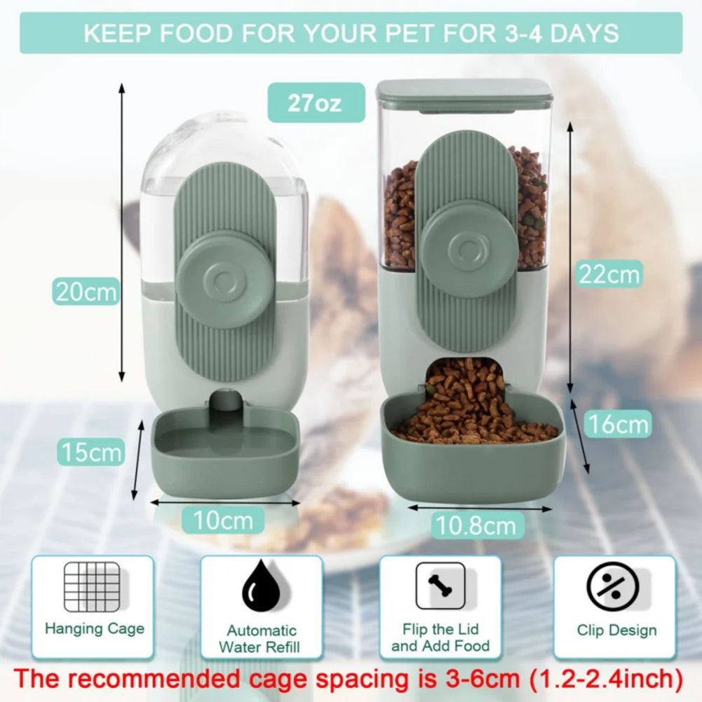 Pet Dogs Cage Hanging Feeder 29/27oz Automatic Water Fountain Food Container Dispenser for Puppy Cats Rabbit Pet Feeding Product