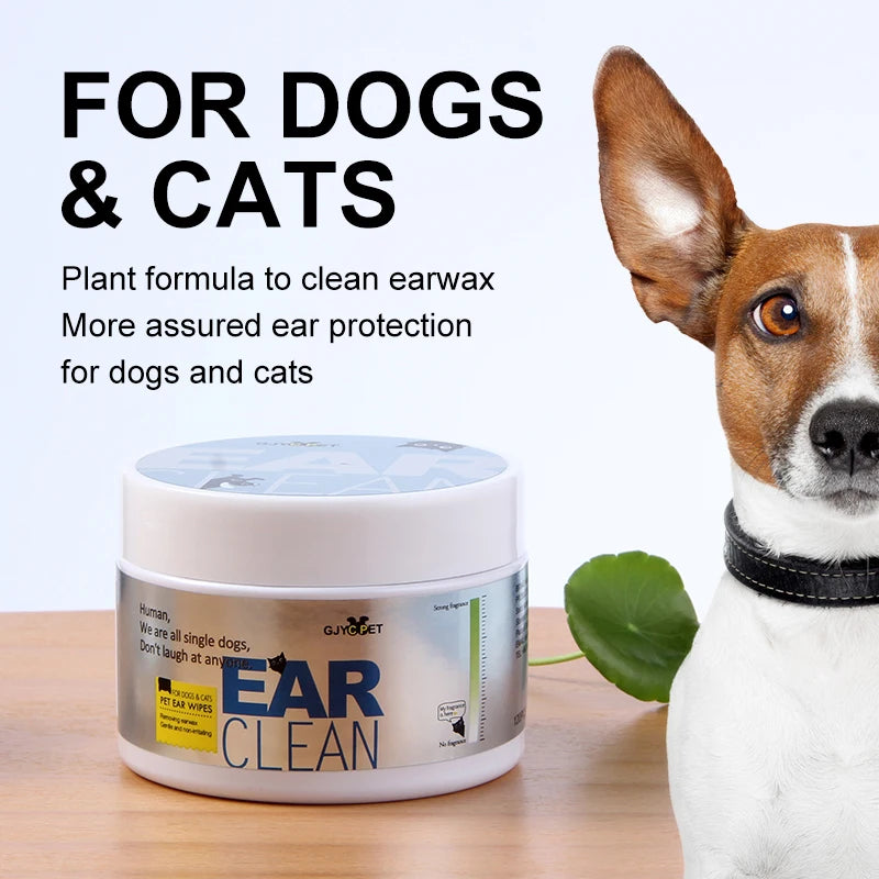 Pet Ear Wet Wipes Dog Ear Odor Remover Anti Ticks Mites Relieve Itching Non Toxic Against Infection Cat Ear Cleaning Paper 120Pc