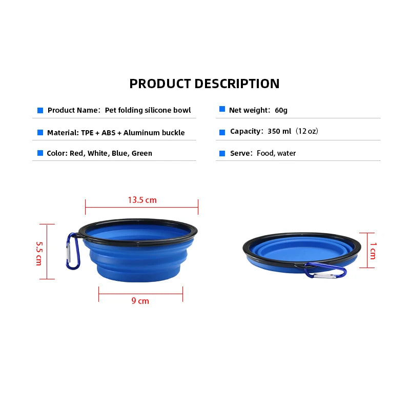 350ML Portable Foldable Pet Bowl Dogs and Cats Food and Water Container for Outdoor Travel Portable Feeding Bowls Pets Prodcuts