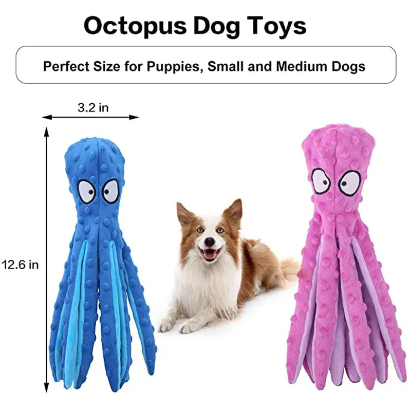 Cartoon Octopus Plush Dog Toys Resistance To Bite Squeaky Sound Pet Puppy Toy For Cleaning Teeth Small Dogs Chew Supplies Yorkie